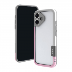 iPhone 16 Bicolor Frame TPU+PC Case, Pink - White iPhone 16 Bicolor Frame TPU+PC Case, Pink - White