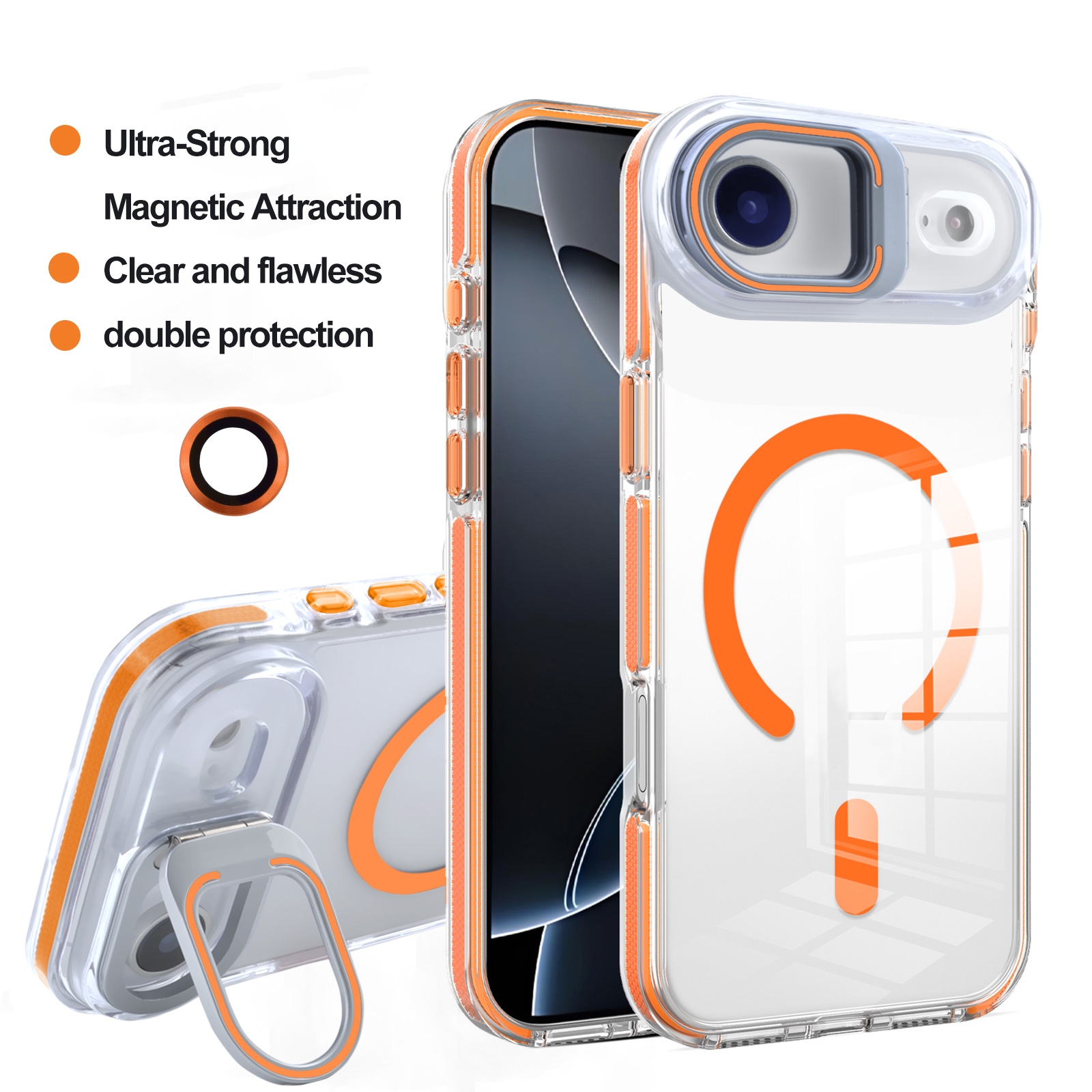 iPhone Air Magnetic Case with External Lens Cover, Orange