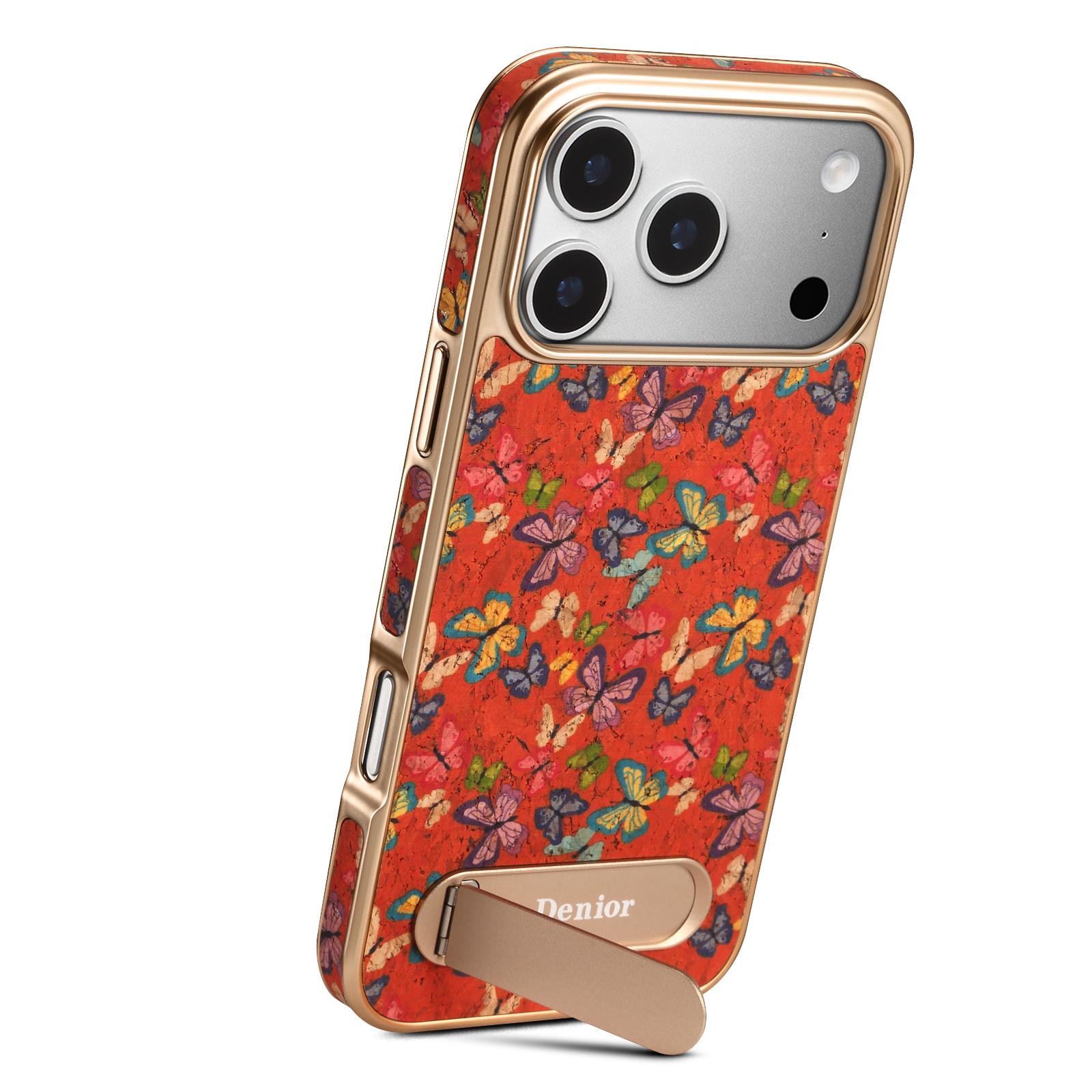 Butterfly Print Kickstand Case for iPhone 17 Pro, Butterfly Orange