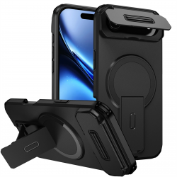  iPhone Air Hidden Kickstand Armor Design Protective Case, Black