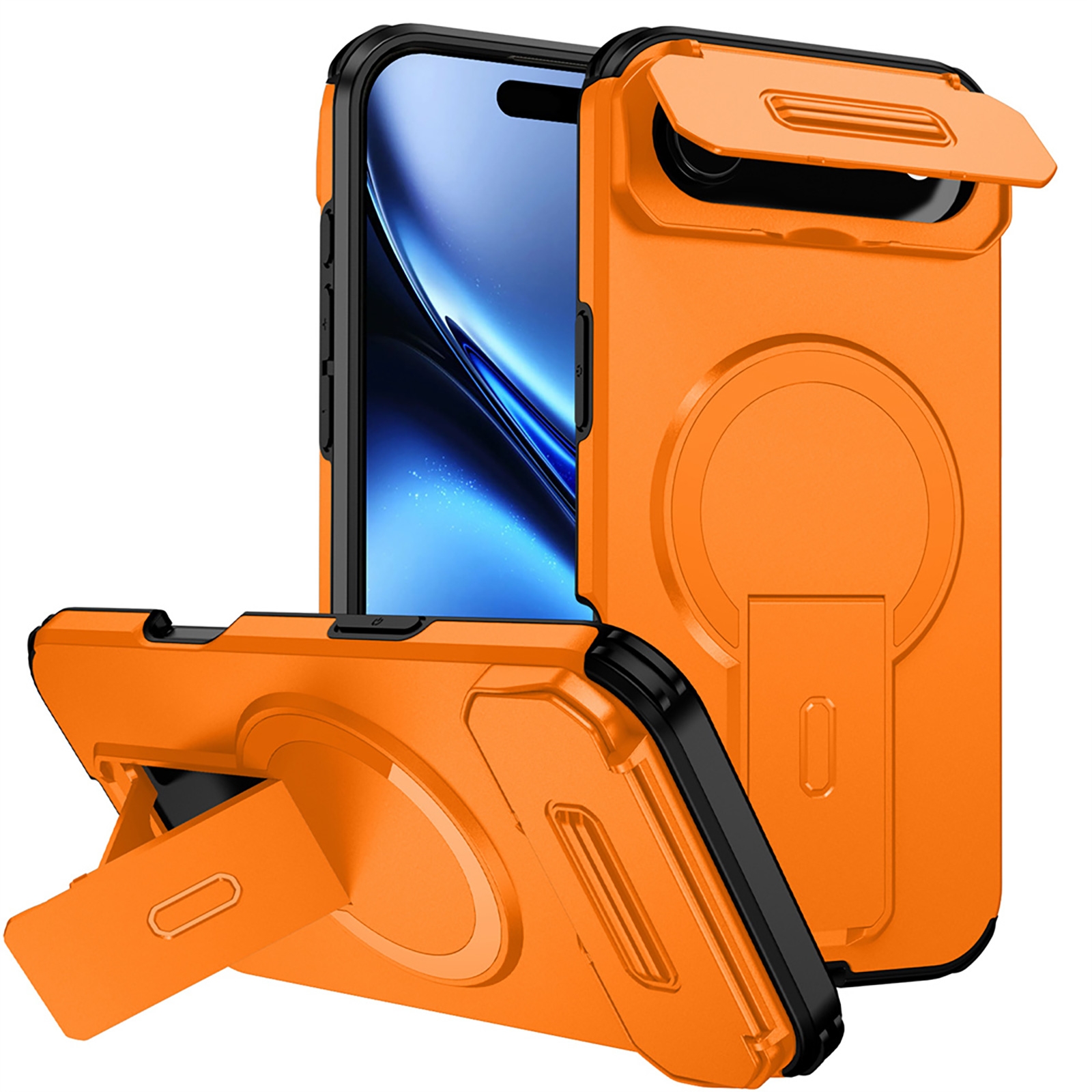 iPhone Air Hidden Kickstand Armor Design Protective Case, Orange