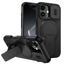  iPhone 17 Hidden Kickstand Armor Design Protective Case, Black