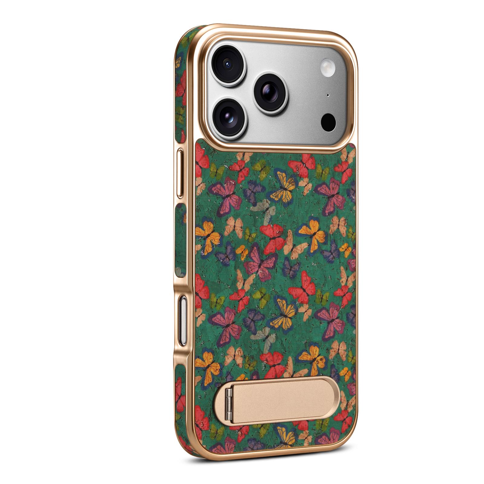 Butterfly Print Kickstand Case for iPhone 17 Pro Max, Butterfly Green