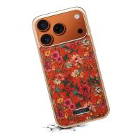  Printed Magnetic Detachable Electroplated Case for iPhone 17 Pro Max, Peony Red