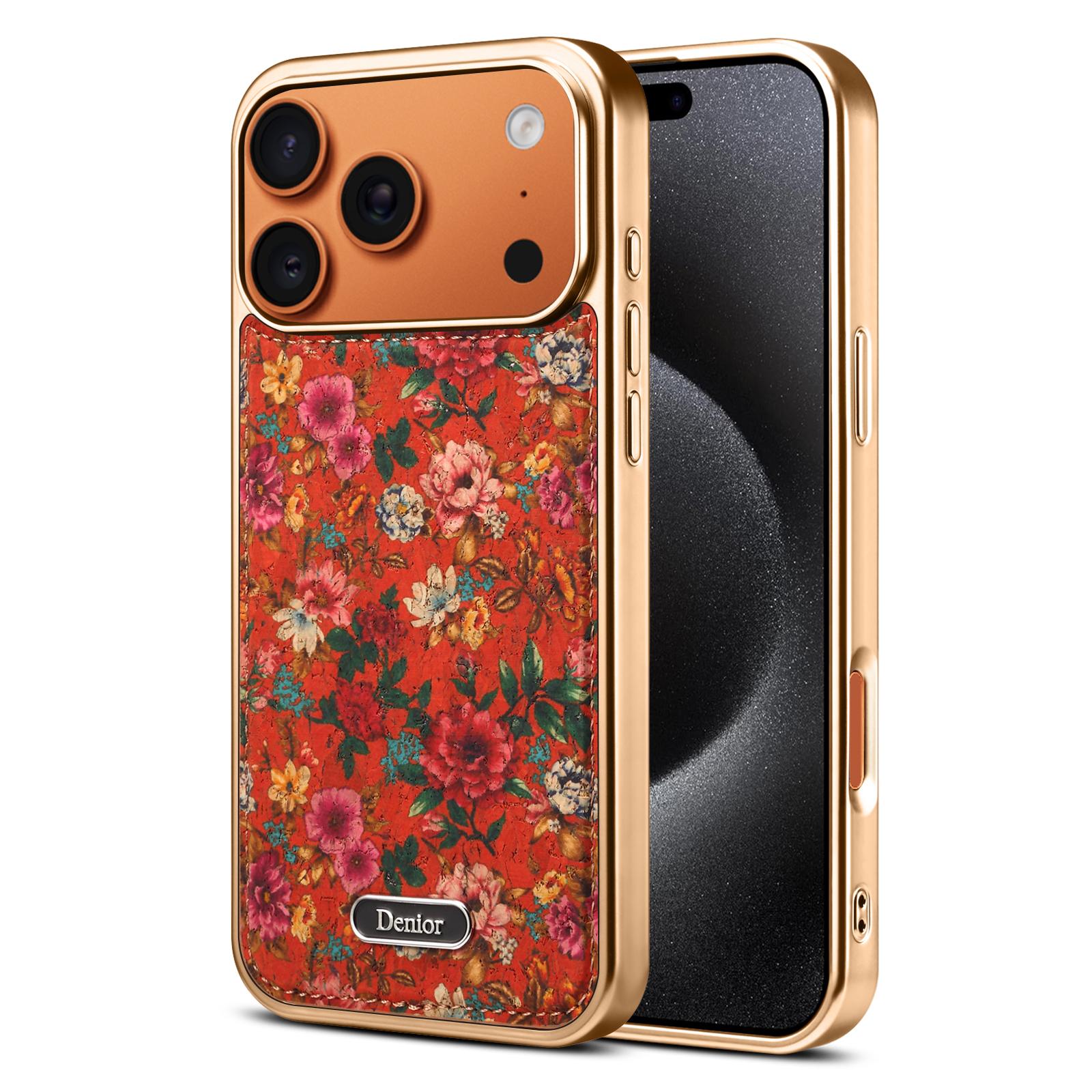 Printed Magnetic Detachable Electroplated Case for iPhone 17 Pro, Peony Red