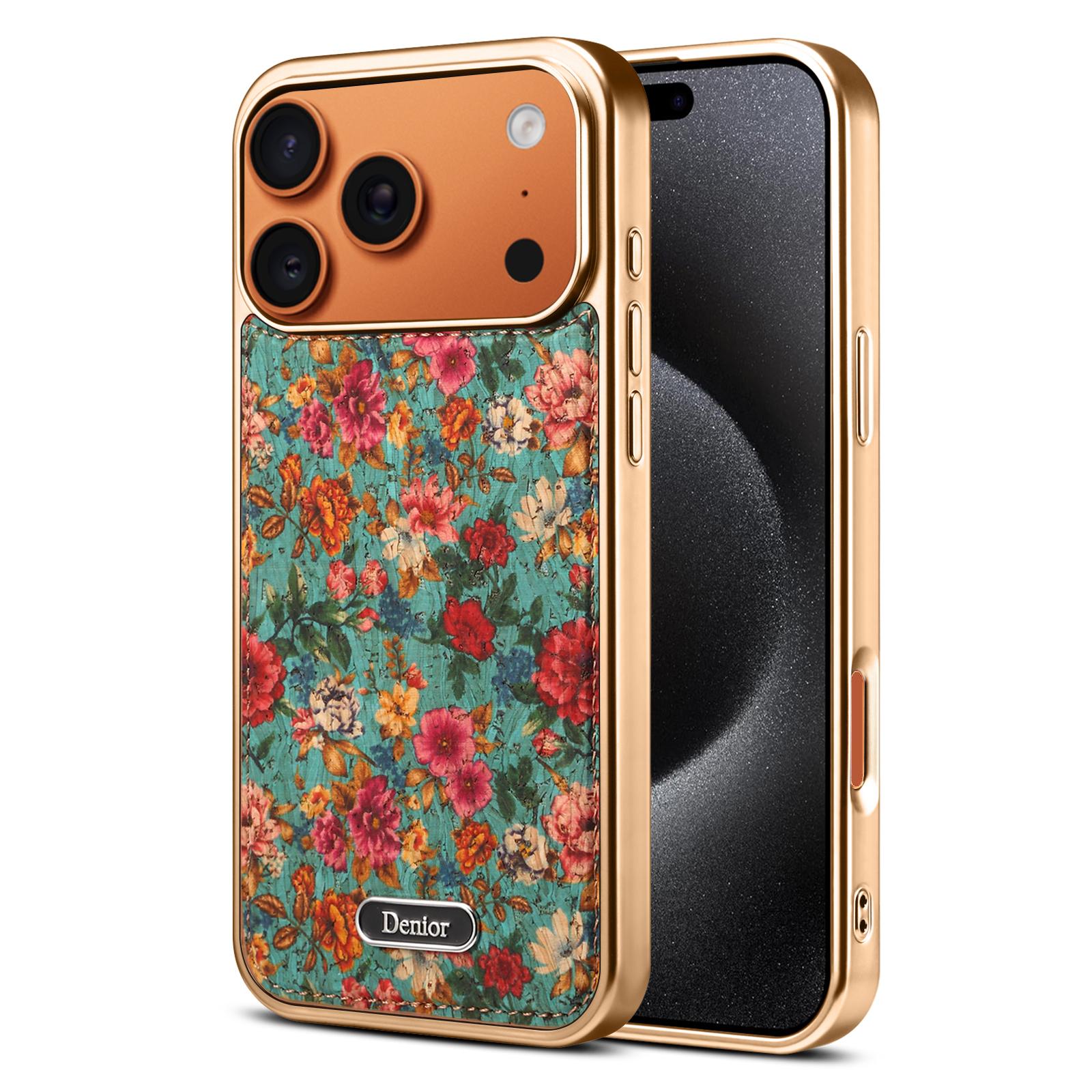 Printed Magnetic Detachable Electroplated Case for iPhone 17 Pro, Peony Blue
