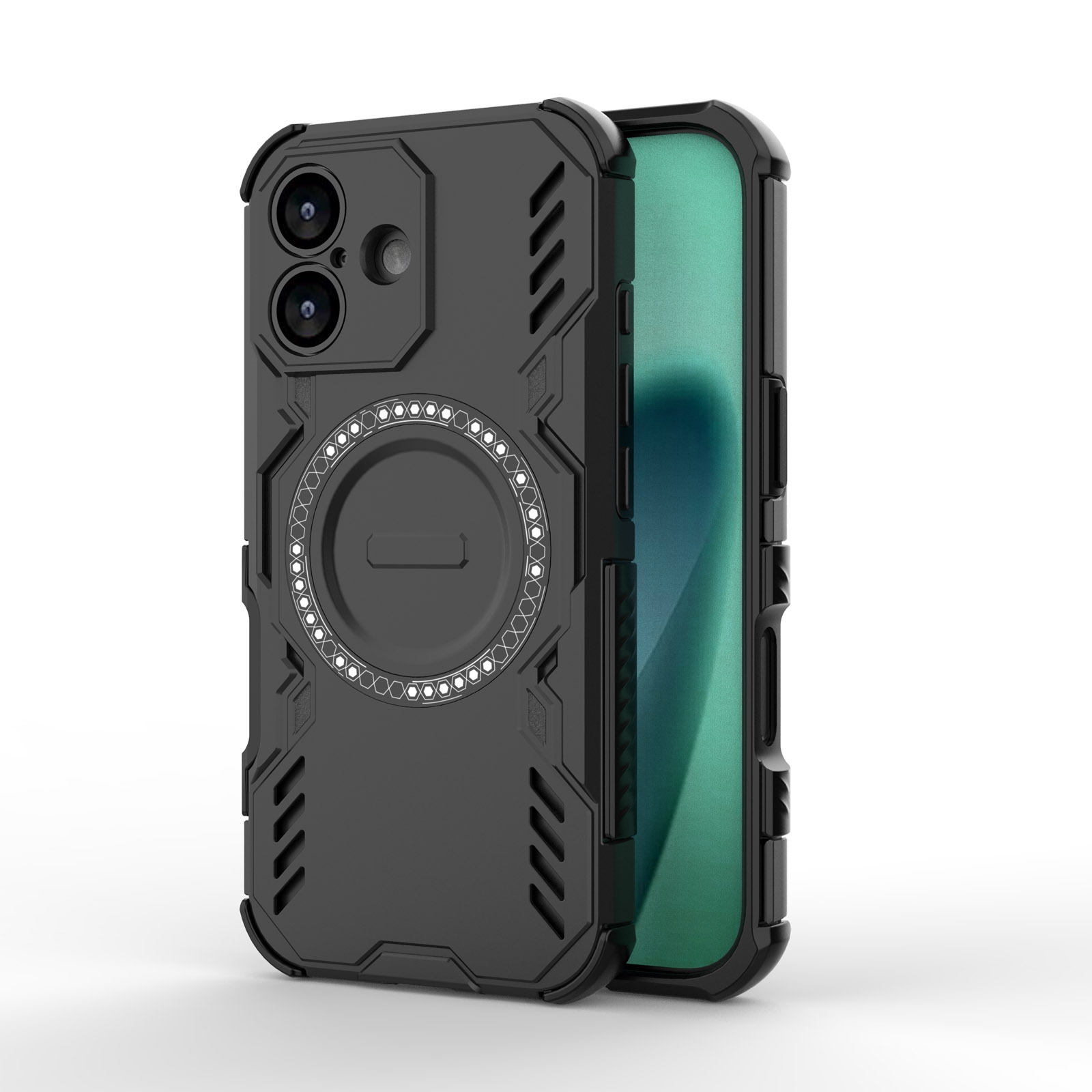 Corner Airbag Shockproof Magnetic iPhone 17 Case - Enhanced Cooling Ventilation, Black