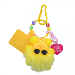  Cute Coal Ball Keychain - Fluffy Phone Charm, Yellow