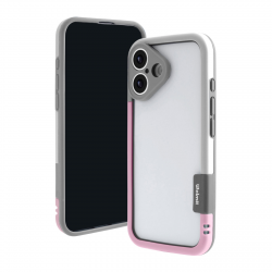  iPhone 16 Plus Bicolor Frame TPU+PC Case Pink/White