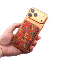  Cork Butterfly Printed N52 Magnetic RFID Blocking Card Holder, Orange