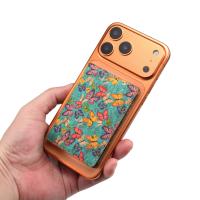  Cork Butterfly Printed N52 Magnetic RFID Blocking Card Holder, Blue