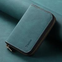  PU Skin-Feel Material N52 Magnetic RFID Blocking Zipper Card Holder, Blue