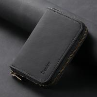  PU Skin-Feel Material N52 Magnetic RFID Blocking Zipper Card Holder, Black