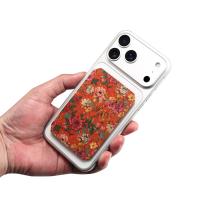  Floral Printed RFID Blocking Magnetic Card Holder, Red