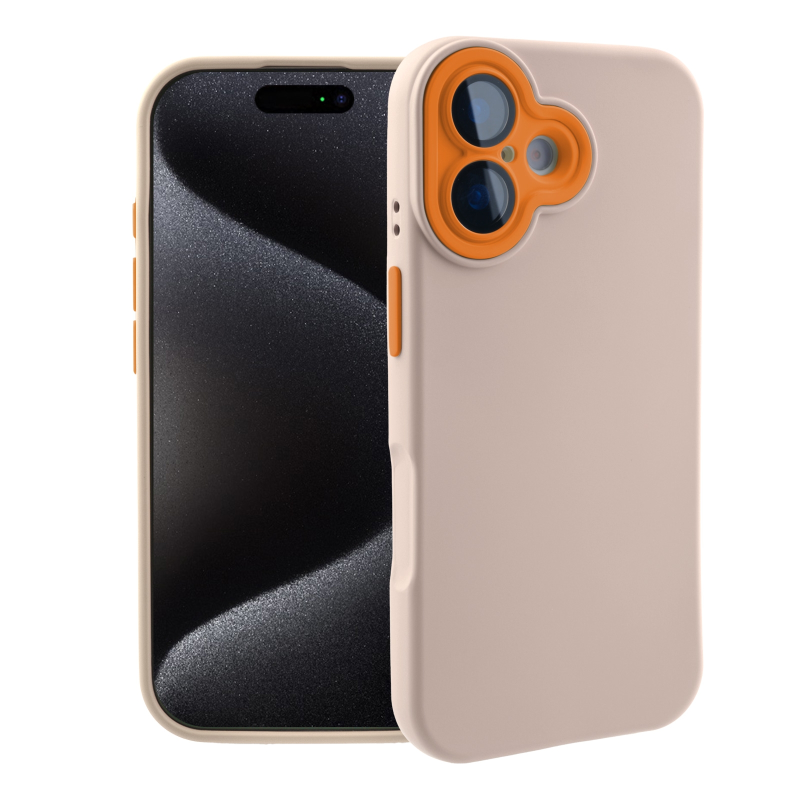 Color Block Silicone Case for iPhone 17 - Color Block Lens Protection, Beige