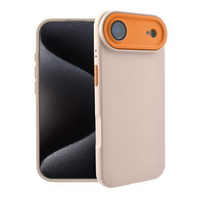  Color Block Silicone Case for iPhone Air - Color Block Lens Protection, Beige