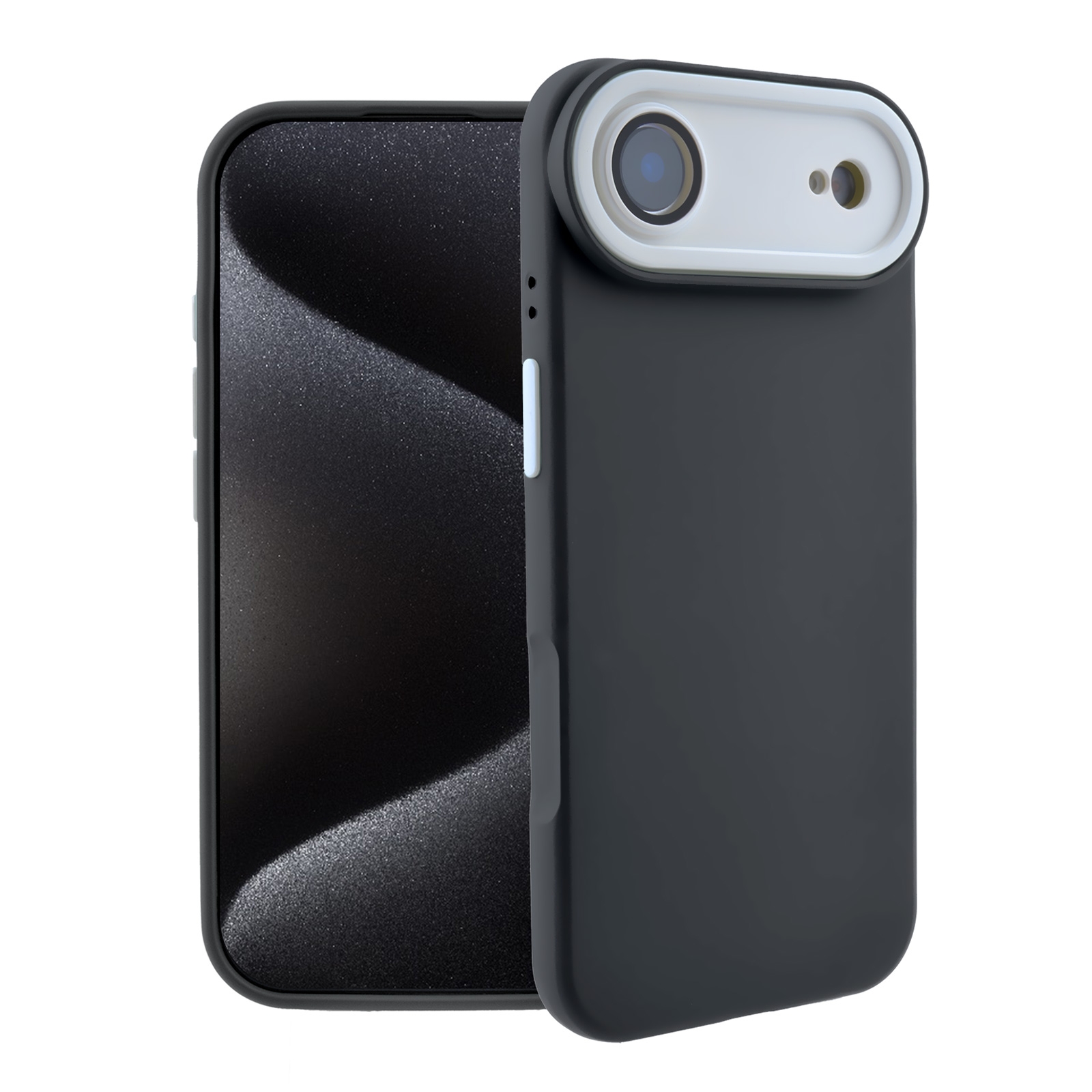 Color Block Silicone Case for iPhone Air - Color Block Lens Protection, Black
