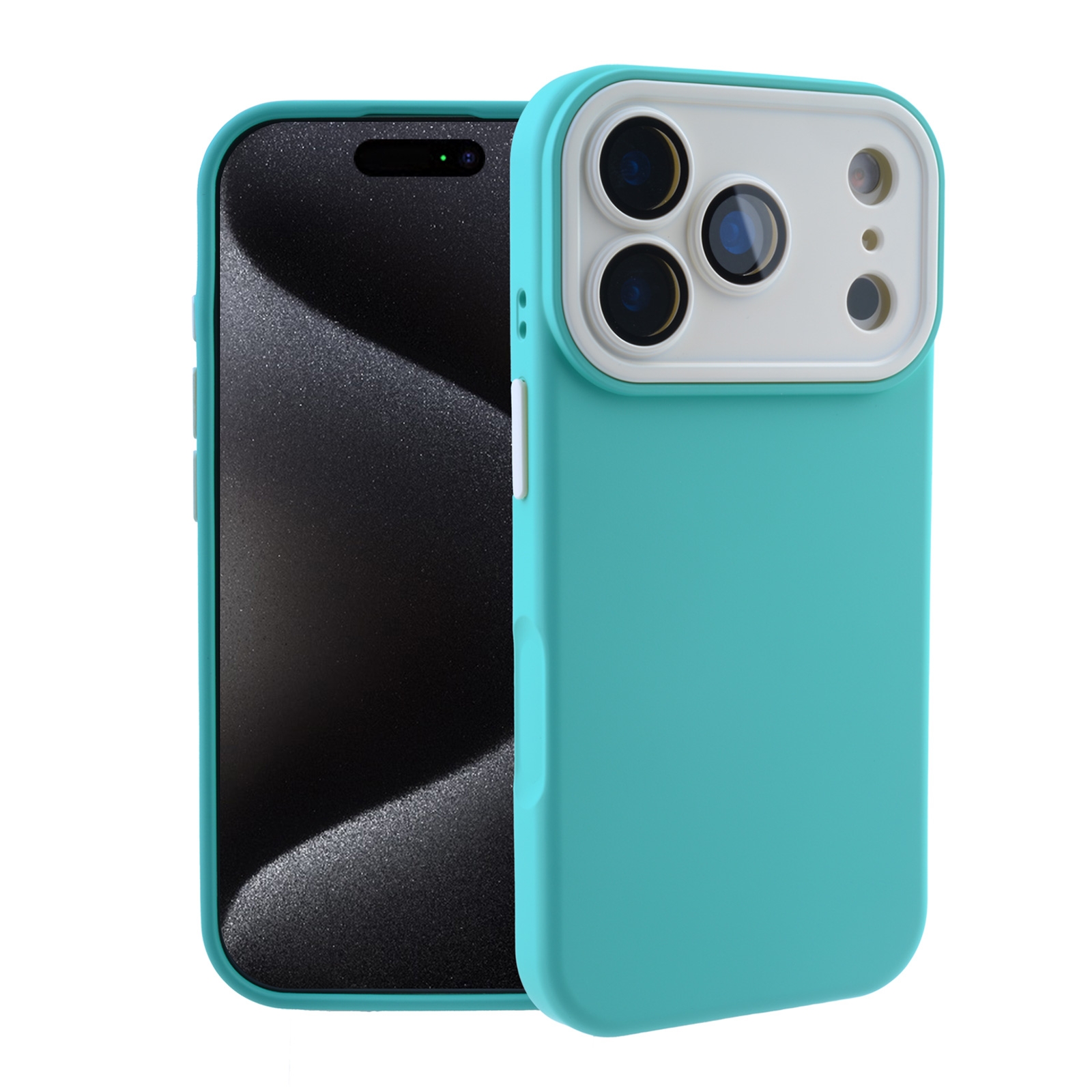 Color Block Silicone Case for iPhone 17 Pro Max - Color Block Lens Protection, Green