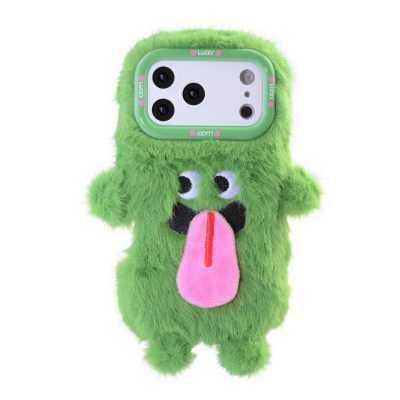  iPhone 17 Pro Max Plush Monster Tongue Phone Case, Green