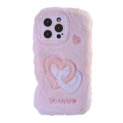 Pink Plush Silicone Double Heart Phone Case for iPhone 16 Pro Max – Soft Furry Cute Protective Cover Pink Plush Silicone Double Heart Phone Case for iPhone 16 Pro Max – Soft Furry Cute Protective Cover