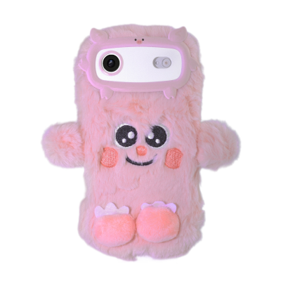  Pink Plush Silicone Monster Phone Case for iPhone Air – Soft Furry Cute Protective Cover