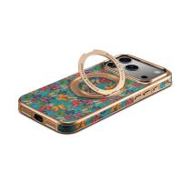  Butterfly Print Magnetic Gear Rotating Stand Phone Case for iPhone 17 Pro, Blue