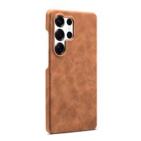  Retro Faux Leather Texture Case for Samsung Galaxy S25 Ultra, Brown
