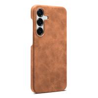  Retro Faux Leather Texture Case for Samsung Galaxy S25 Plus, Brown