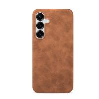  Retro Faux Leather Texture Case for Samsung Galaxy S25, Brown
