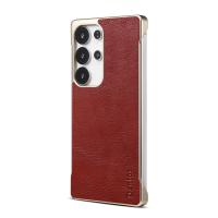  Calf Pattern Genuine Cowhide Leather Frameless Magnetic Case for Galaxy S25 Ultra, Red