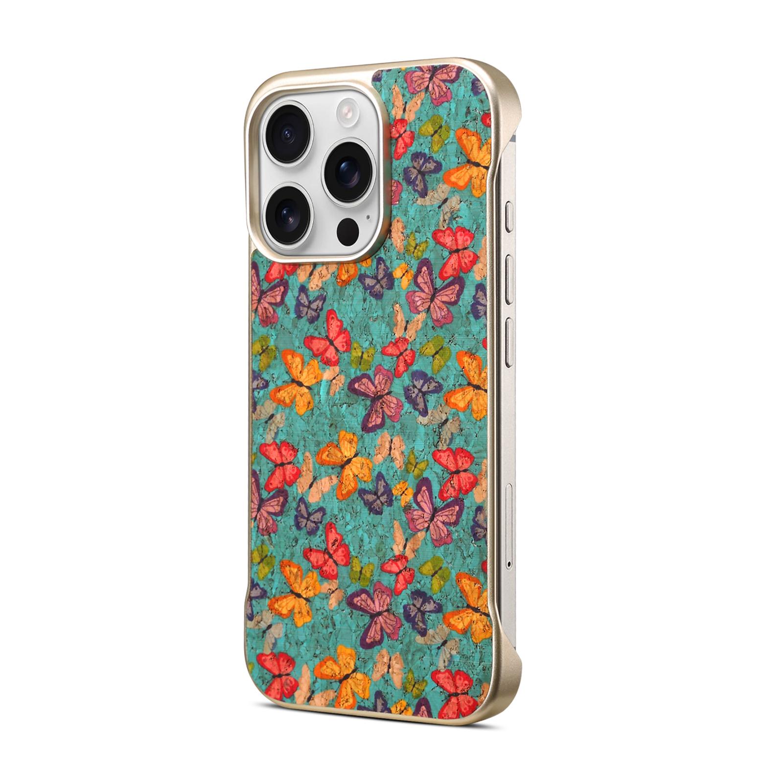 Butterfly Pattern Frameless Magnetic Case for iPhone 16 Pro Max, Blue