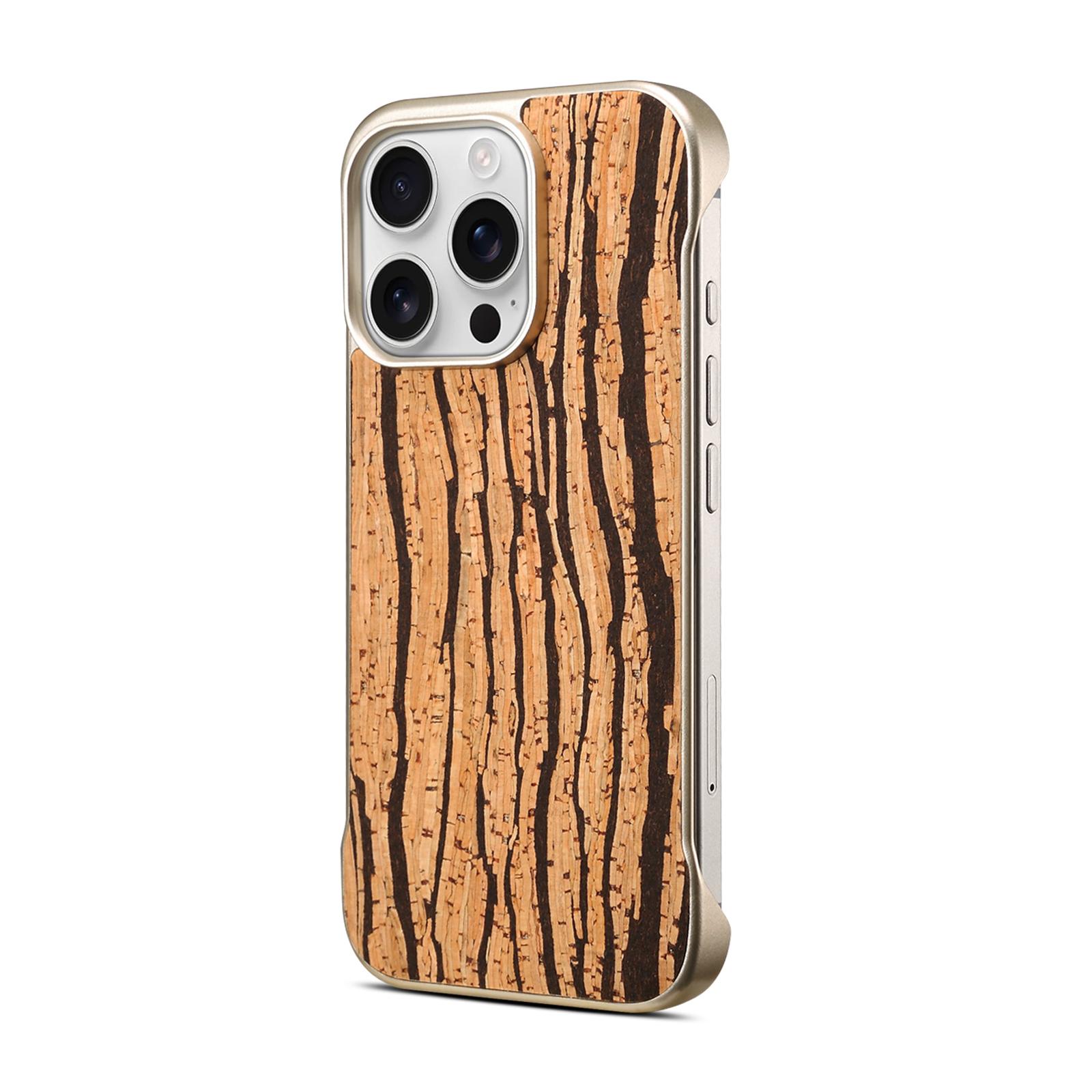 Wood-Grain Pattern Frameless Magnetic Case for iPhone 16 Pro Max, Yellow