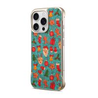  Christmas Pattern Frameless Magnetic Case for iPhone 16 Pro, Blue