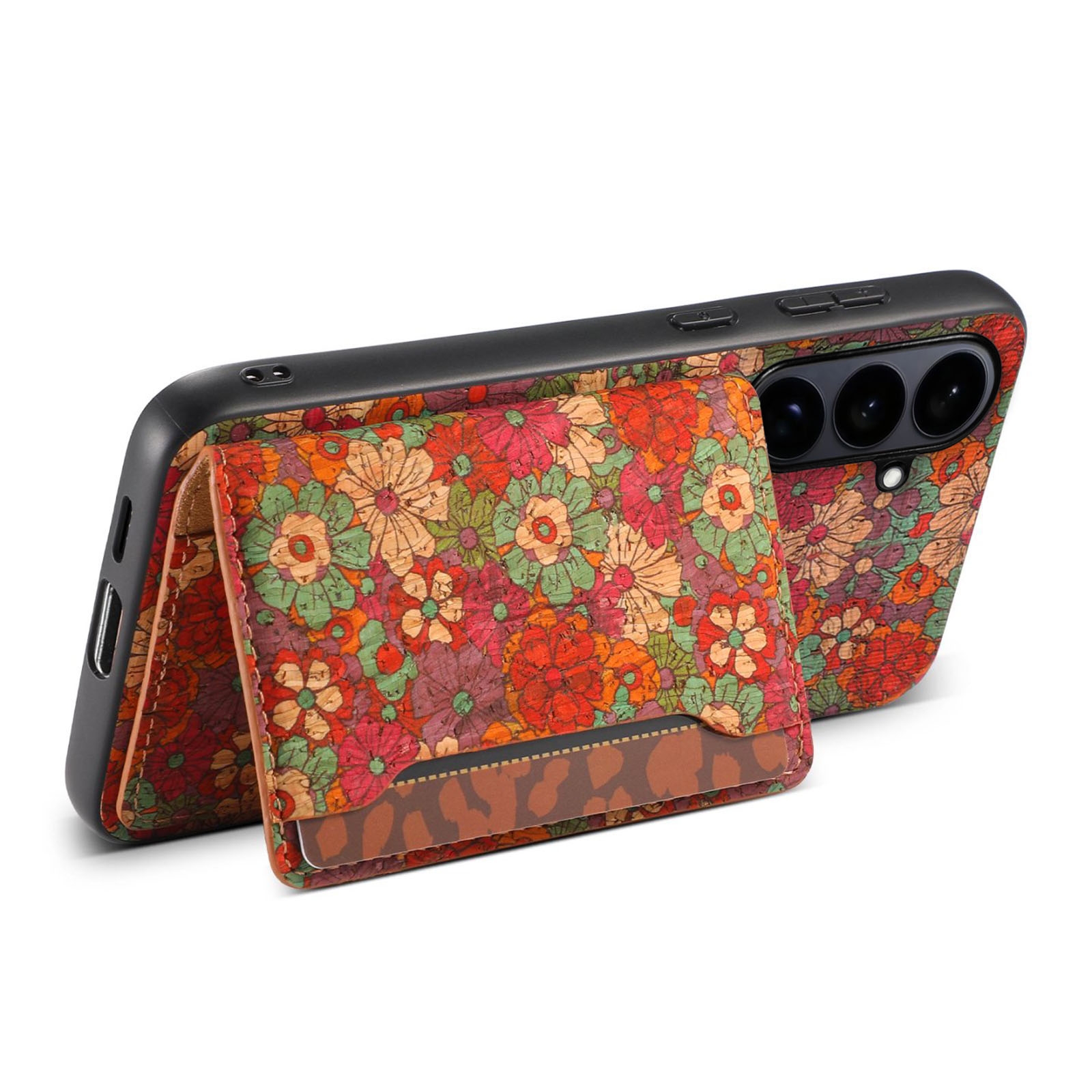Flower Series Phone Case and Card Holder Set for S26 Plus, Red