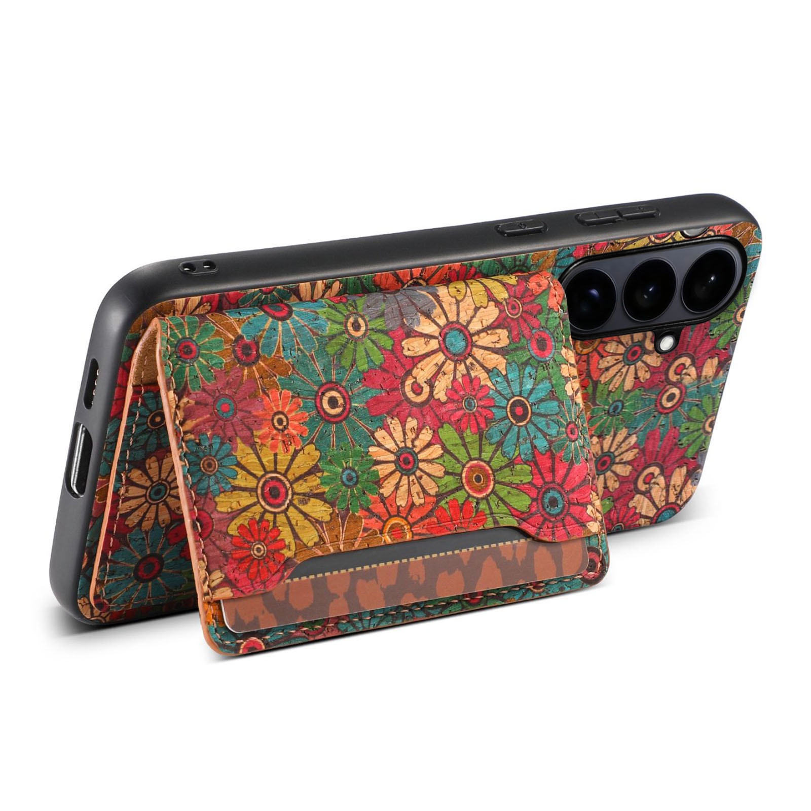 Flower Series Phone Case and Card Holder Set for S26, Green