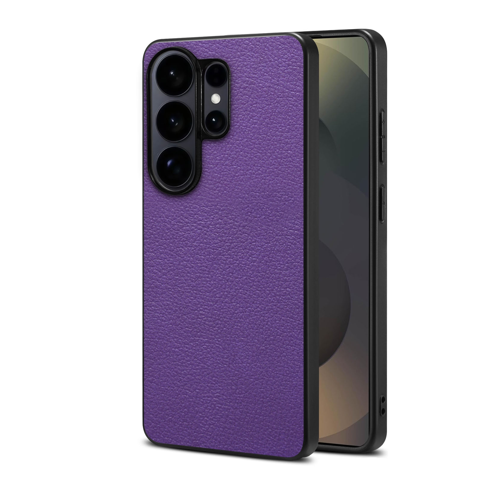 PU A08 Calf-Pattern Back Case for S26 Ultra, Purple