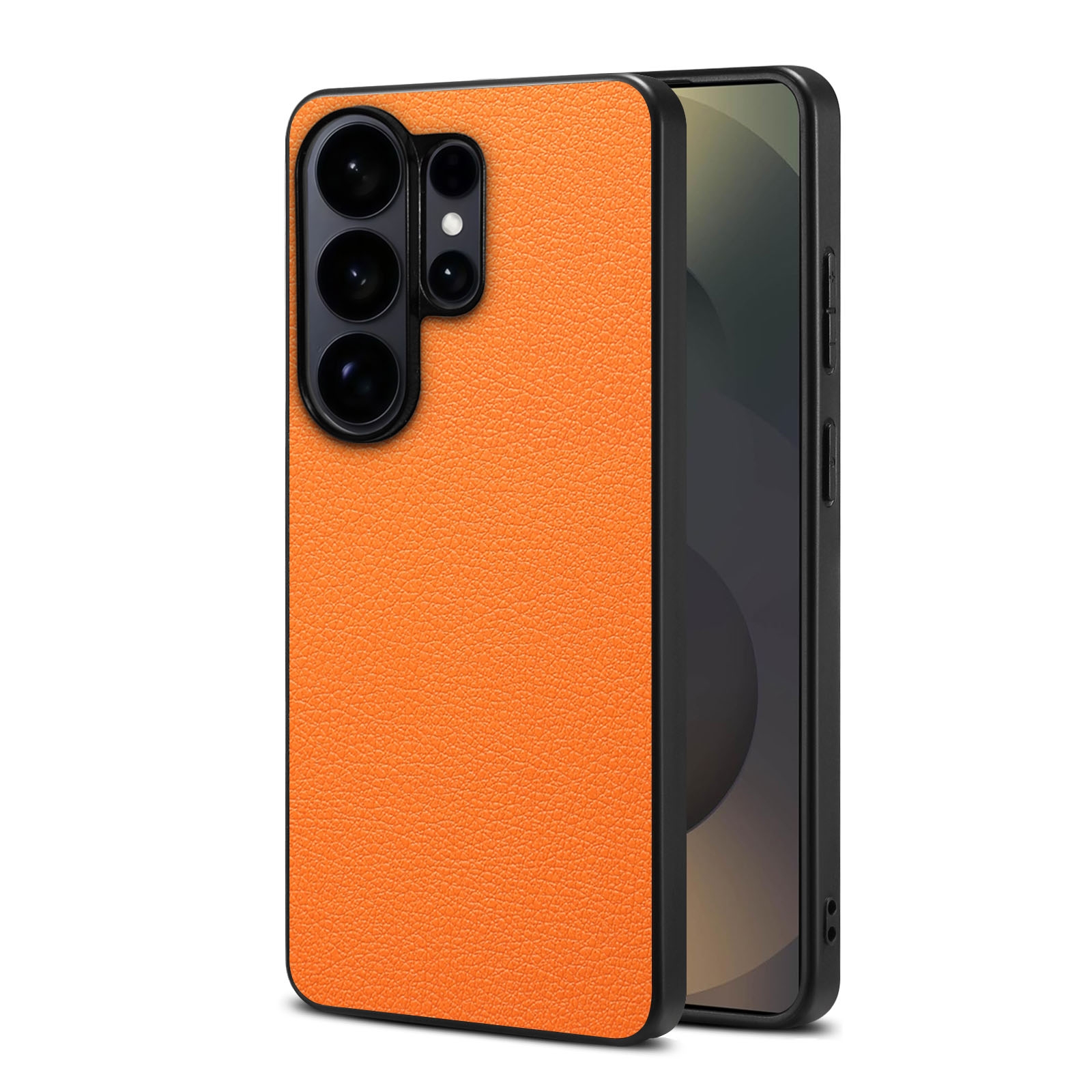 PU A08 Calf-Pattern Back Case for S26 Ultra, Orange
