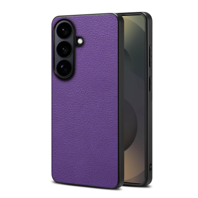  PU A08 Calf-Pattern Back Case for S26 Plus, Purple