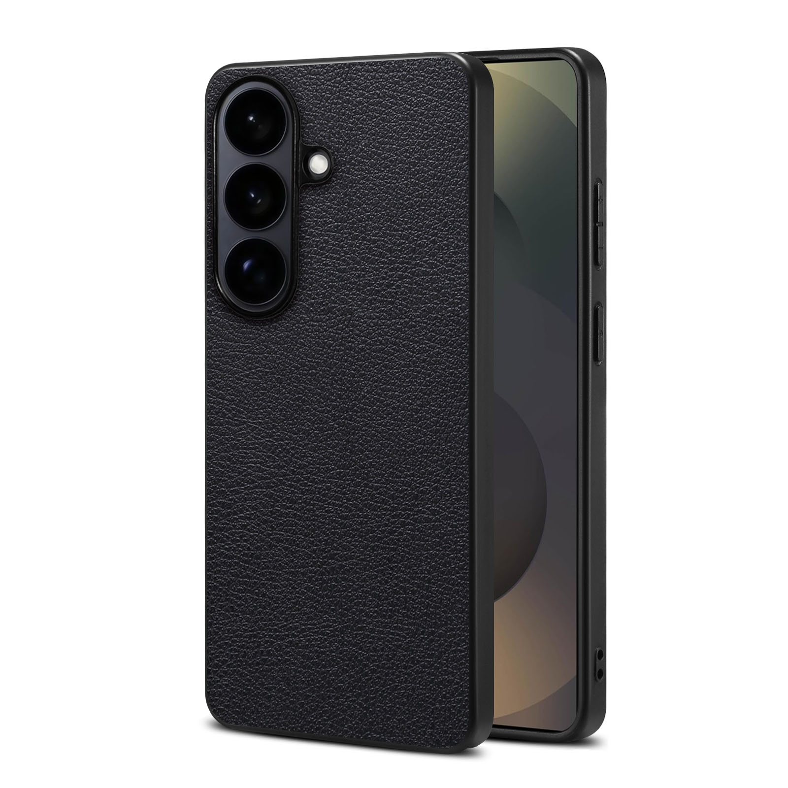 PU A08 Calf-Pattern Back Case for S26 Plus, Black