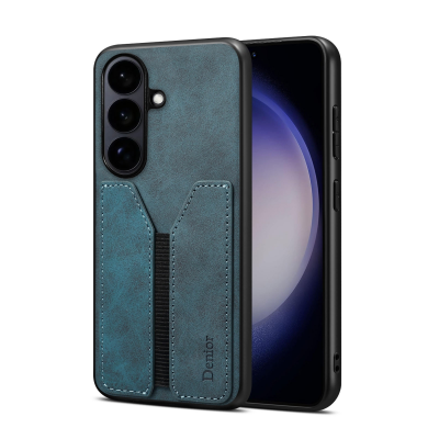  Retro Faux Leather Texture Case with Card Holder for S26 Plus, Blue