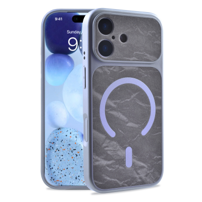  Oil-Spray Snow Mountain Pattern Case for iPhone 17, Gray