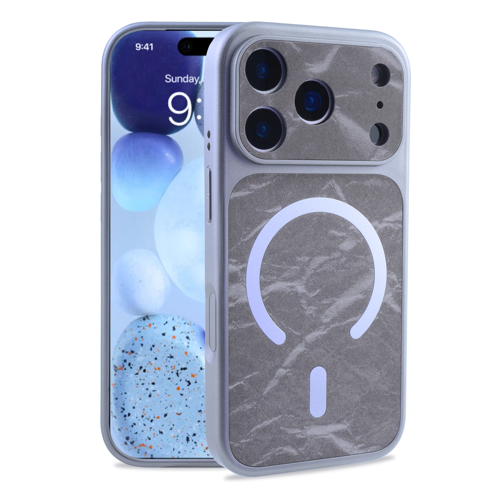 Oil-Spray Snow Mountain Pattern Case for iPhone 17 Pro Max, Gray