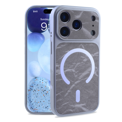  Oil-Spray Snow Mountain Pattern Case for iPhone 17 Pro Max, Gray