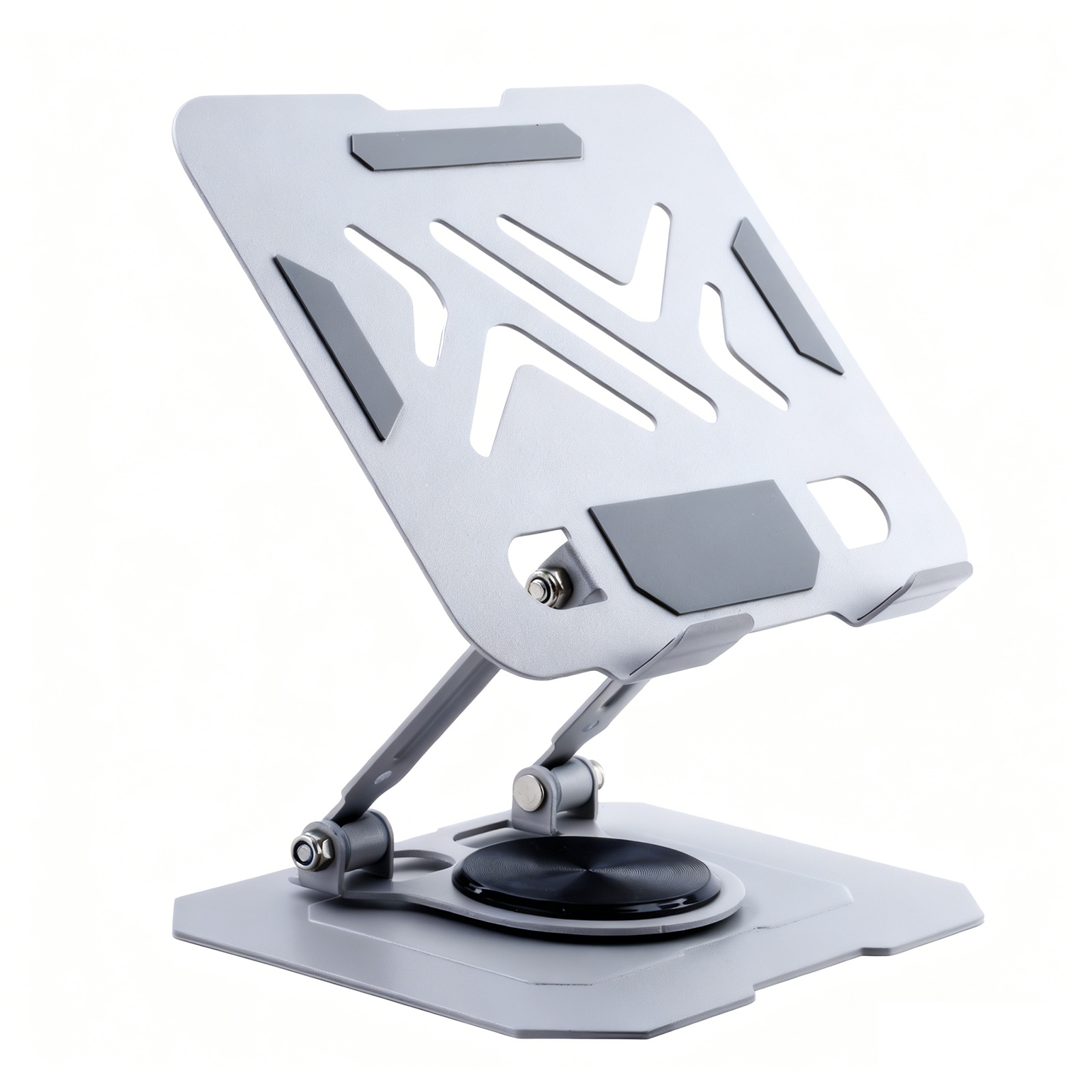 Metal Laptop Stand - 360° Rotating Cooling Foldable Riser, Silver