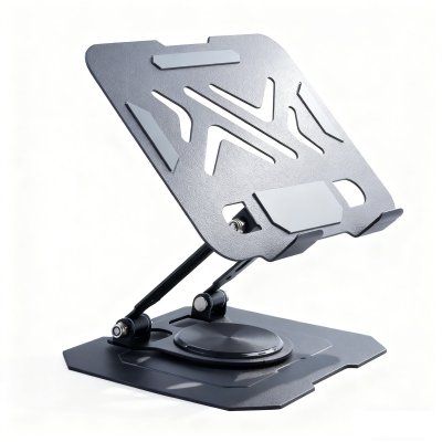  Metal Laptop Stand - 360° Rotating Cooling Foldable Riser, Black