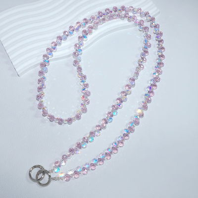  Artificial Strawberry-Shaped Crystal Crossbody Phone Lanyard, Pink