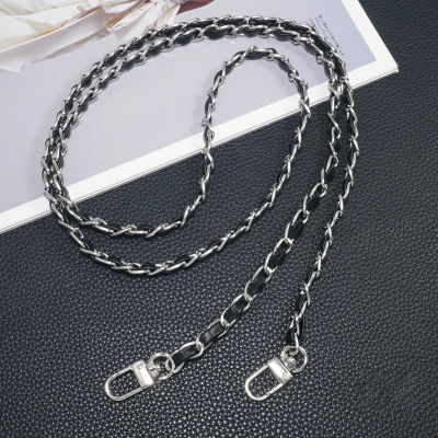  Vintage-Inspired PU Leather Woven Phone Chain, Black - Silver