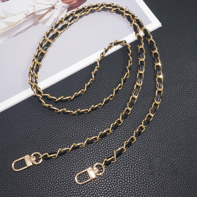  Vintage-Inspired PU Leather Woven Phone Chain, Black - Gold