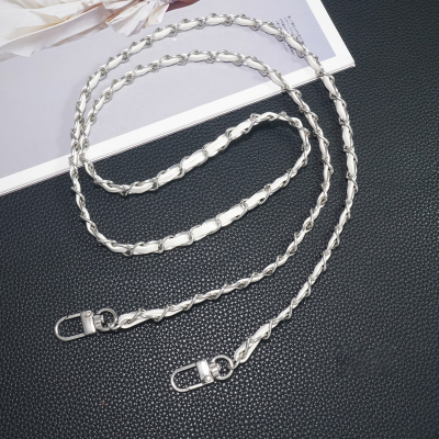  Vintage-Inspired PU Leather Woven Phone Chain, White - Silver