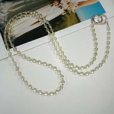  Artificial Crystal Beaded Crossbody Phone Lanyard, Yellow